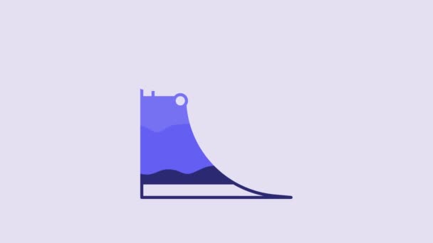 Blue Skate Park Icon Isolated Purple Background Set Ramp Roller — 图库视频影像