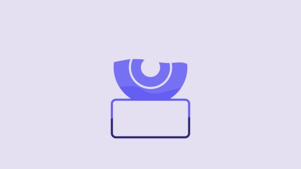Синий Значок Колеса Обособлен Фиолетовом Фоне Колесо Скейта Видеографическая Анимация — стоковое видео