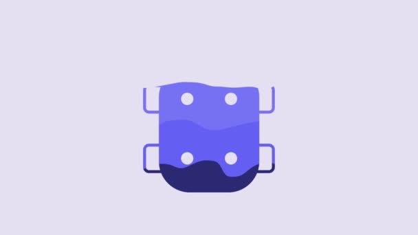 Blue Knee Pads Icon Isolated Purple Background Extreme Sport Skateboarding — Wideo stockowe