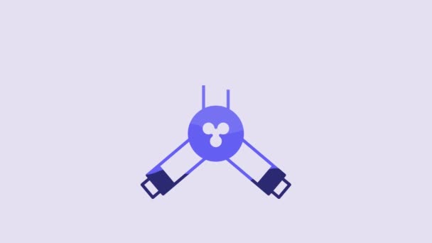 Blue Skateboard Tool Icon Isolated Purple Background Video Motion Graphic — 图库视频影像