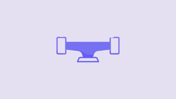 Синій Скейтборд Значок Колеса Ізольовані Фіолетовому Фоні Підвіска Скейтборду Скейт — стокове відео