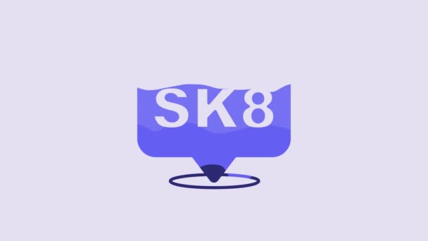 Blue Skateboard Icon Isolated Purple Background Extreme Sport Sport Equipment — Stockvideo