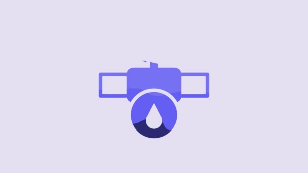 Синя Промисловість Металева Труба Значок Клапана Ізольовані Фіолетовому Фоні Відео — стокове відео
