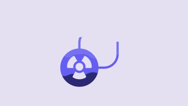 Icône Bleue Énergie Échange Radioactif Isolée Sur Fond Violet Symbole — Video
