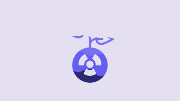 Blue Radioactive Icon Isolated Purple Background Radioactive Toxic Symbol Radiation — Vídeos de Stock