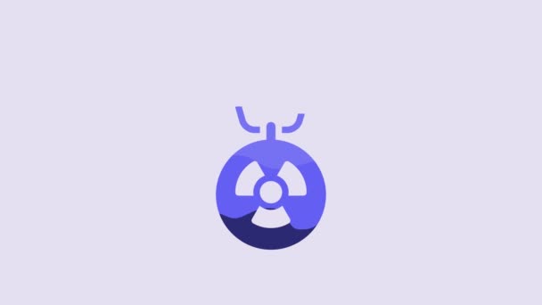 Blue Radiation Electrical Plug Icon Isolated Purple Background Nuclear Energy — Vídeos de Stock