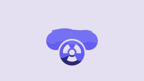 Icono Lluvia Ácida Azul Nube Radiactiva Aislado Sobre Fondo Púrpura — Vídeo de stock