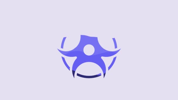 Icona Simbolo Blue Biohazard Isolata Sfondo Viola Animazione Grafica Video — Video Stock