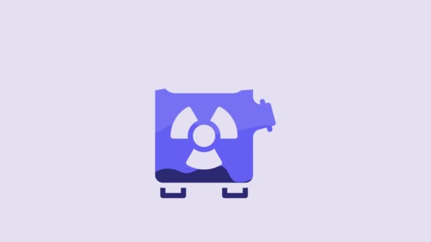 Blue Electric Car Charging Station Icon Isolated Purple Background Eco — 图库视频影像
