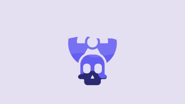Blue Radioactive Icon Isolated Purple Background Radioactive Toxic Symbol Radiation — ストック動画