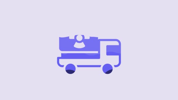 Blue Truck Radiation Materials Icon Isolated Purple Background Video Motion — Stock Video