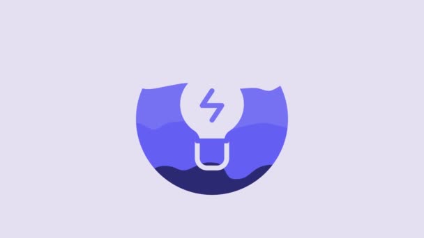 Blue Light Bulb Concept Idea Icon Isolated Purple Background Energy — ストック動画