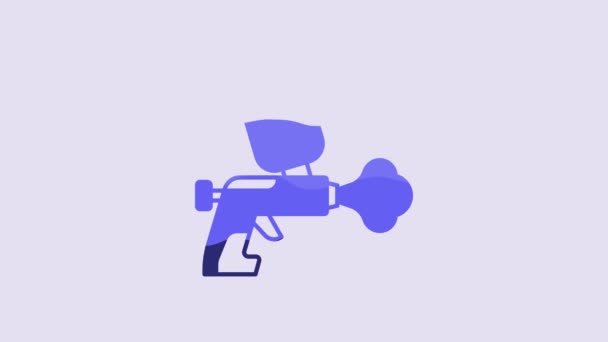 Blue Paint Spray Gun Icon Isolated Purple Background Video Motion — Vídeo de Stock