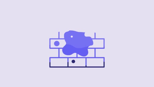 Blue Painting House Icon Isolated Purple Background Video Motion Graphic — Stockvideo