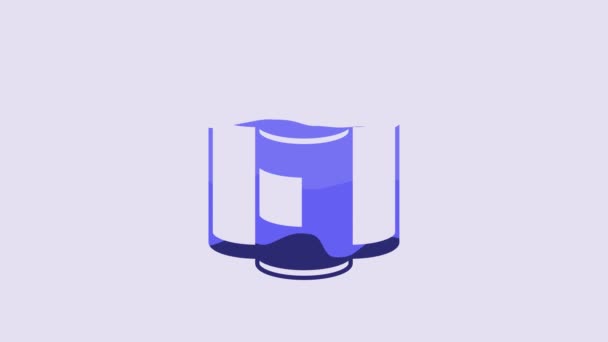 Blue Paint Spray Can Icon Isolated Purple Background Video Motion — Stockvideo