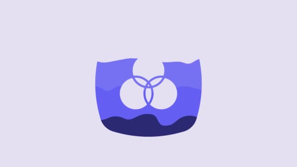 Ícone Mistura Cores Azul Rgb Cmyk Isolado Fundo Roxo Animação — Vídeo de Stock