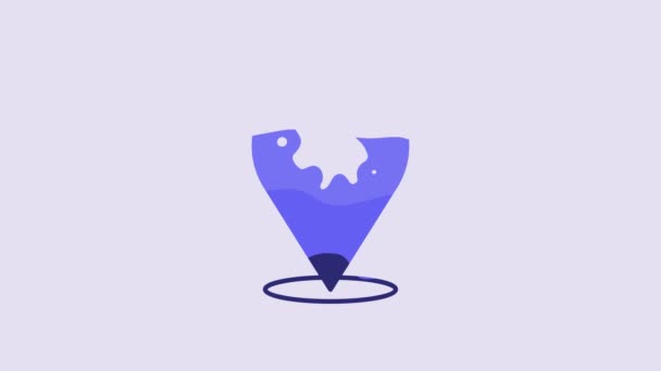 Blue Paint Spray Icon Isolated Purple Background Video Motion Graphic — Vídeos de Stock