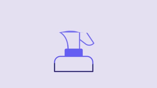 Піктограма Пістолета Розпилювача Blue Paint Ізольована Фіолетовому Фоні Відео Рух — стокове відео