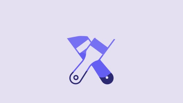 Blue Paint Brush Icon Isolated Purple Background Video Motion Graphic — Stockvideo