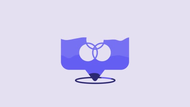 紫色の背景に分離された青RgbとCmyk色の混合アイコン 4Kビデオモーショングラフィックアニメーション — ストック動画