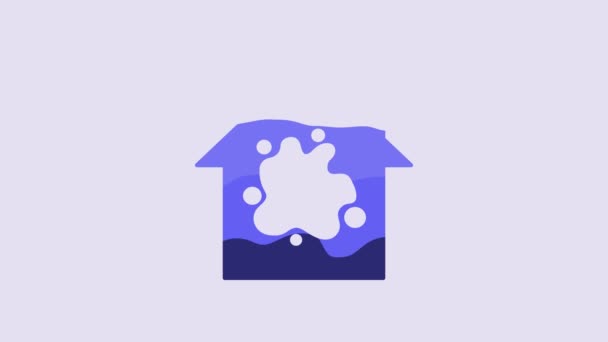 Modrá Malování Domu Ikona Izolované Fialovém Pozadí Grafická Animace Pohybu — Stock video
