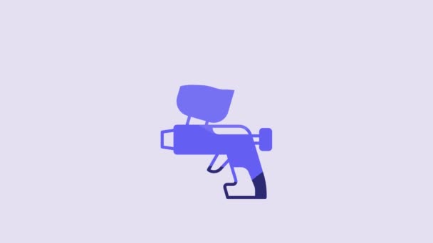 Blue Paint Spuitpistool Icoon Geïsoleerd Paarse Achtergrond Video Motion Grafische — Stockvideo