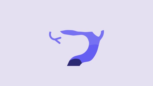 Ikona Modrého Hada Izolovaná Fialovém Pozadí Grafická Animace Pohybu Videa — Stock video