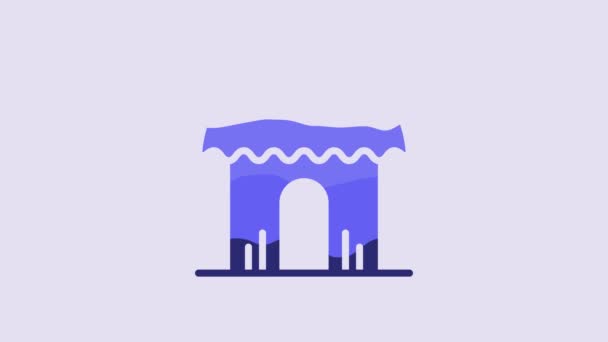 Icono Cabaña Africana Azul Aislado Sobre Fondo Púrpura Símbolo Casa — Vídeos de Stock