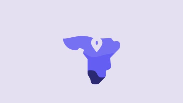 Blue Map Africa Icon Isolated Purple Background Video Motion Graphic — Stock video