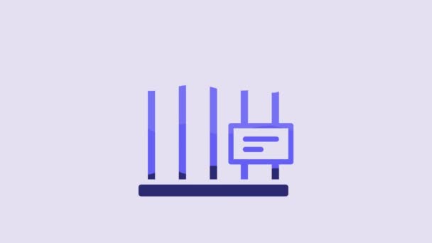 蓝色动物笼图标隔离在紫色背景 4K视频运动图形动画 — 图库视频影像