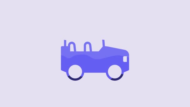 Blue Safari Car Icon Isolated Purple Background Video Motion Graphic — Vídeo de Stock
