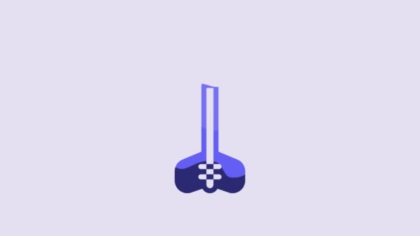 Icono Flecha Azul Aislado Sobre Fondo Púrpura Animación Gráfica Vídeo — Vídeos de Stock