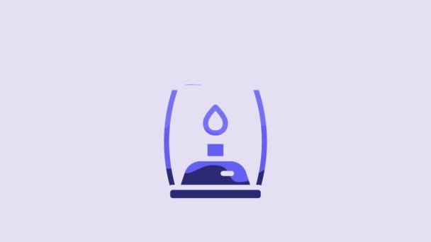 Icono Linterna Camping Azul Aislado Sobre Fondo Púrpura Animación Gráfica — Vídeos de Stock