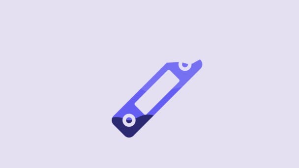 Ікона Блакитного Швейцарського Армійського Ножа Ізольована Фіолетовому Тлі Багатоінструментний Багатоцільовий — стокове відео