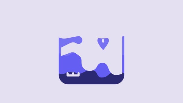 Blue Africa Safari Map Icon Isolated Purple Background Video Motion — 图库视频影像