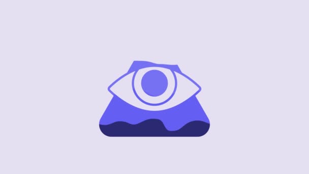 蓝色的共济会标志着上帝的全视的眼睛 象征着紫色背景的孤立 在三角形中的天眼 4K视频运动图形动画 — 图库视频影像