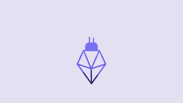 Blue Magic Stone Icon Isolated Purple Background Fantasy Crystal Jewelry — 图库视频影像