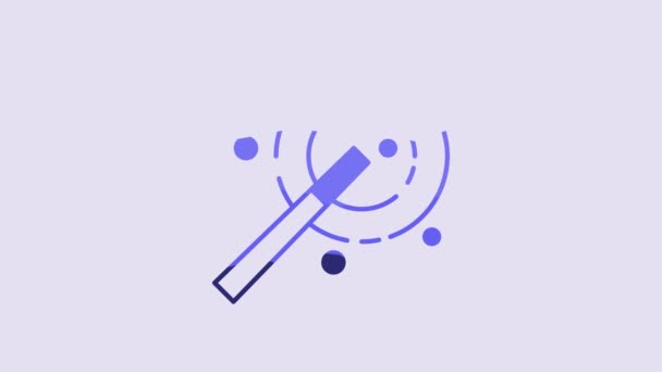 Blue Magic Wand Icon Isolated Purple Background Star Shape Magic — Stock Video