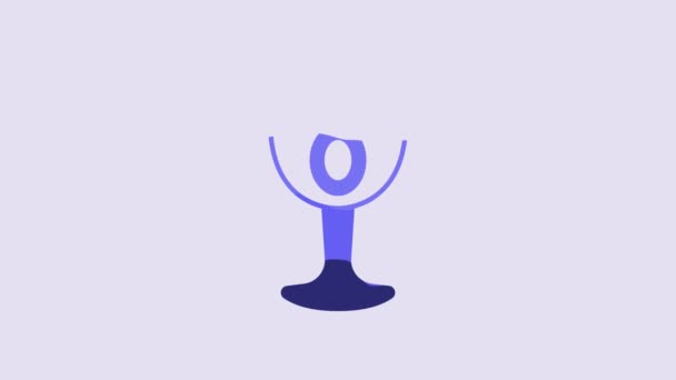 Блакитна Середньовічна Гобелецька Ікона Ізольована Фіолетовому Тлі Святий Грааль Відеографічна — стокове відео