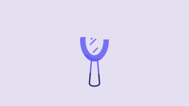 Blue Magic Hand Mirror Icon Isolated Purple Background Video Motion — Vídeo de Stock