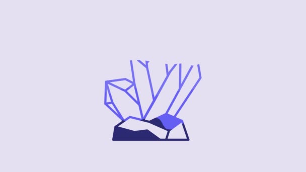Блакитний Чарівний Камінь Значок Ізольований Фіолетовому Фоні Фантастичний Кристал Ювелірний — стокове відео