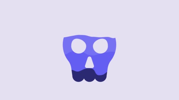 蓝色骷髅图标隔离在紫色背景 万圣节快乐派对4K视频运动图形动画 — 图库视频影像