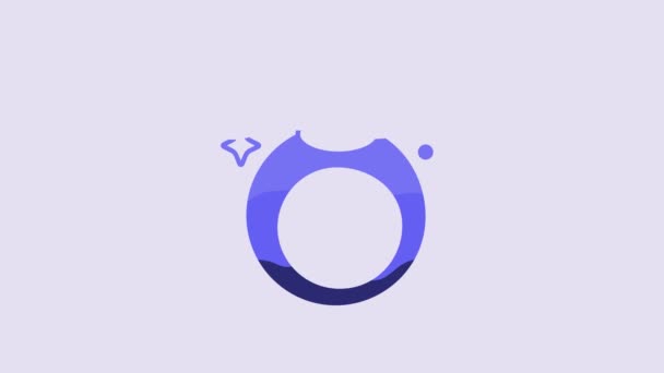 Blue Fantasy Magic Stone Ring Gem Icon Isolated Purple Background — Video