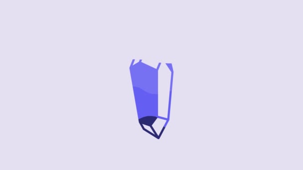 青の魔法の石のアイコンは紫の背景に隔離された ファンタジークリスタル ゲームのための宝石 4Kビデオモーショングラフィックアニメーション — ストック動画
