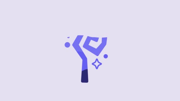 Blue Magic Notensymbol Isoliert Auf Violettem Hintergrund Zauberstab Zepter Stock — Stockvideo