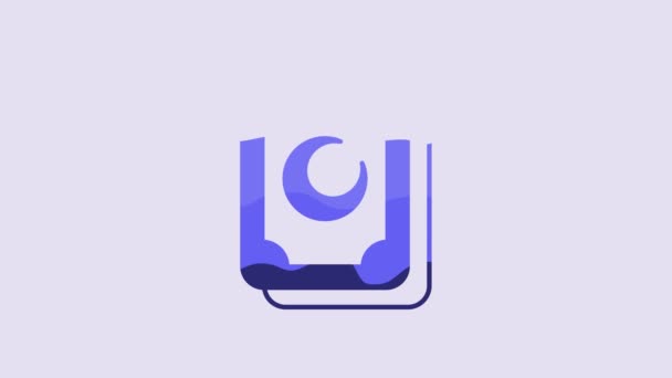Ícone Cartas Tarô Azul Isolado Fundo Roxo Conjunto Mágico Cartas — Vídeo de Stock