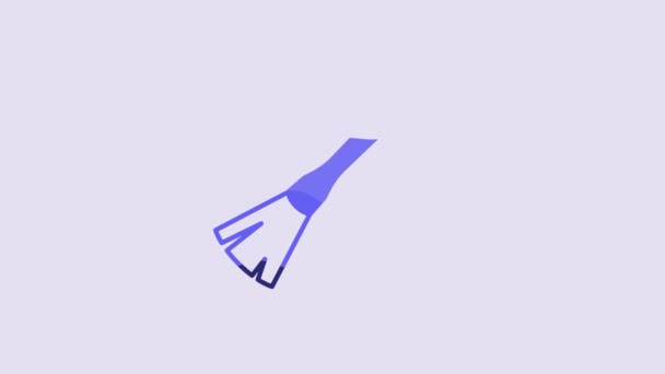 Blue Witches Broom Icon Isolated Purple Background Happy Halloween Party — Video