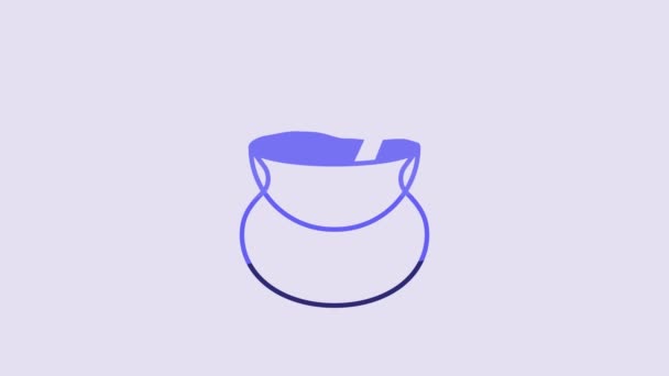 Blue Witch Cauldron Icon Isolated Purple Background Happy Halloween Party — Vídeo de Stock