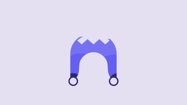 Blue Winter Hat Icon Isolated Purple Background Video Motion Graphic — Stockvideo