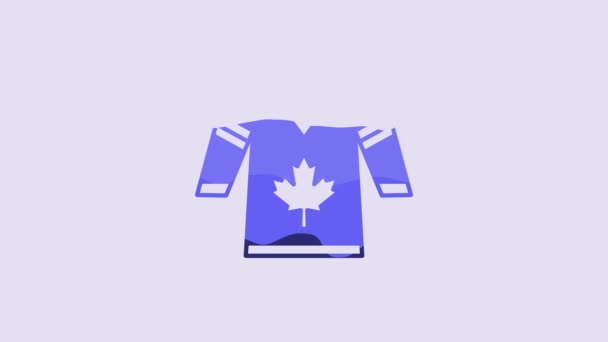Blue Hockey Jersey Icon Isolated Purple Background Video Motion Graphic — Wideo stockowe